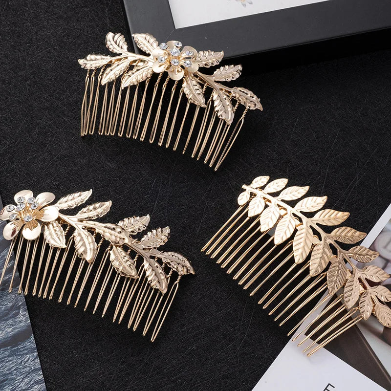 Wedding Hair Accessories Leaf Hair Clips for Women Fashion Crystal Bride Headdress Hairpin Crystal Hair Combs Girls Jewelry Gift