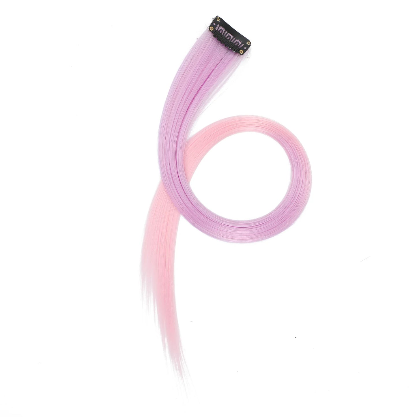 Colored Clip in Hair Extensions 22 Inch Straight Syntactic Pink Color Hairpiece Rainbow Party Highlights for Women Girls Kids