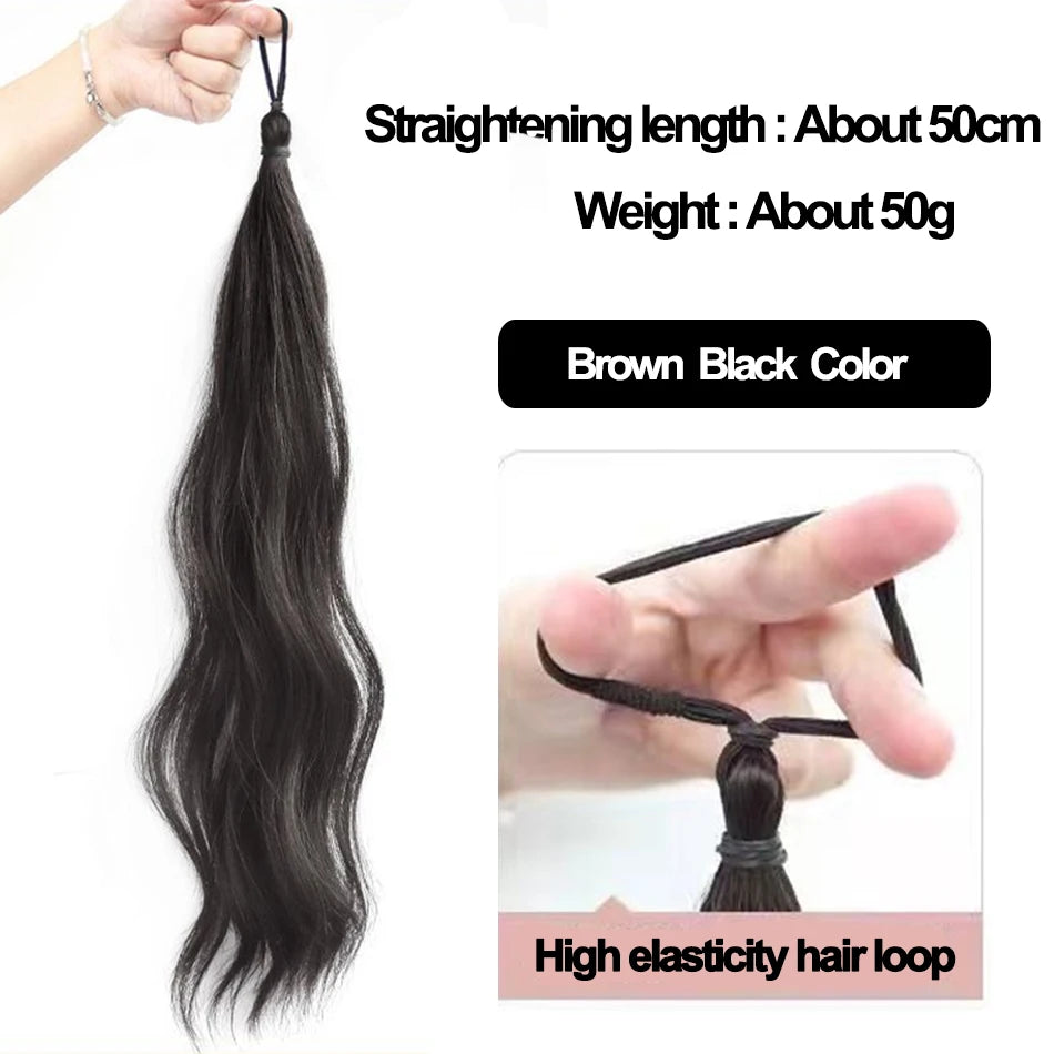 50cm Synthetic Self-Winding Ball Head Wig Hair Bundle Female Hightlight DIY Bun Hair Bundle To Increase Hair Volume Bud Hair Bun