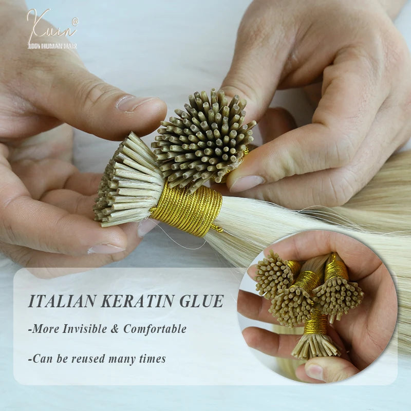 Straight I Tip Hair Extensions 12-26inch Human Hair Remy Fusion Hair Extensions 50pcs/ Set Keratin Capsule Brown Blonde Color