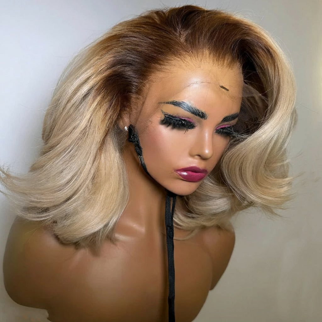 #4/613 Blonde Short Bob Human Hair Wigs For Women 13x6 Lace Wig Human Hair 13x4 Transparent Lace Wig Ombre Honey Blonde Wig 200%