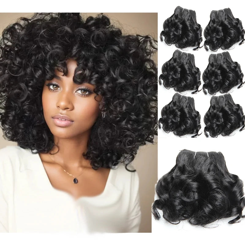 Human Hair Bundles 6 Bundles Ombre Bouncy Curl Bundles For Women Natural Brazilian Hair Weaves 200G For A Full Head Blonde T1B30