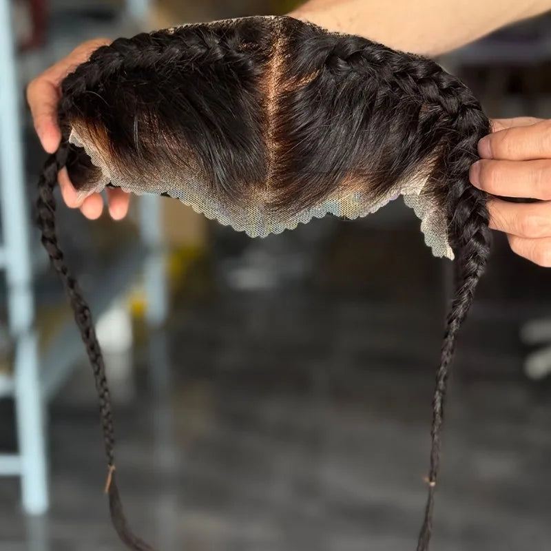 High Quality 10-20 Inch Ear To Ear Braided Hairpiece Bleached Knot Full 13x4 Lace Frontal Human Hair Extension Easy To Wear