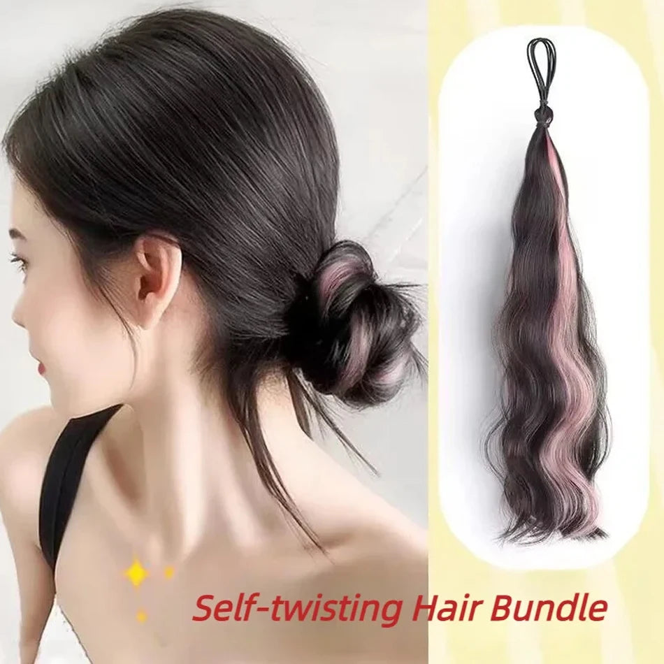 50cm Synthetic Self-Winding Ball Head Wig Hair Bundle Female Hightlight DIY Bun Hair Bundle To Increase Hair Volume Bud Hair Bun