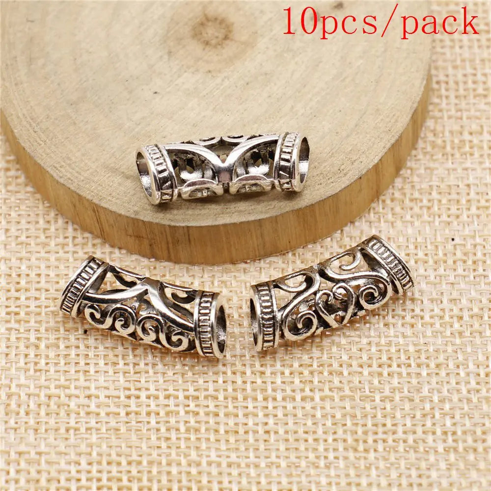 African Hair Braid Tube Metal Hollow Hair Dread Bead Dreadlock Cuffs Charms For Jewelry Making DIY Pendants For Gift Bulk