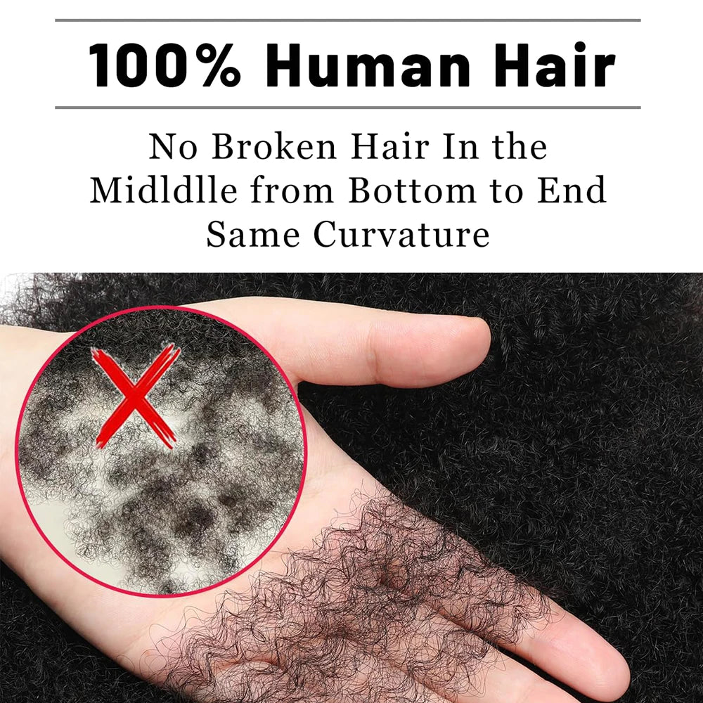 Afro Kinkys Bulk Human Hair for Dreadlocks Extensions Repair Locs Twist Braiding Afro Kinky Human Hair for Locs Natural 12-18