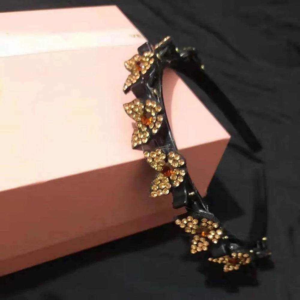 Hair Accessories Elegant Hair Bands with Clips Shiny Sweet Women Butterfly Hair Hoop Hair Weaving Tool Headwear Hairband Gifts