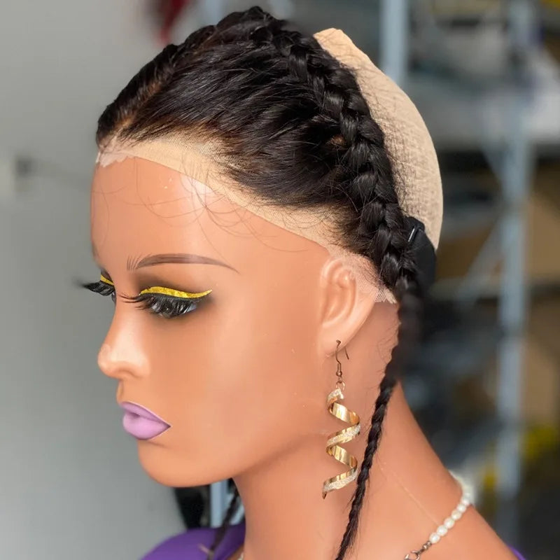 High Quality 10-20 Inch Ear To Ear Braided Hairpiece Bleached Knot Full 13x4 Lace Frontal Human Hair Extension Easy To Wear